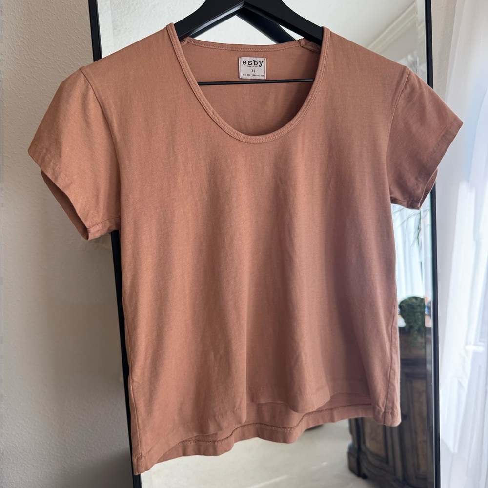 Esby Jane Cotton Tee Camel XS Made in USA